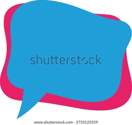 A speech bubble, outlined in pink with a large blue fill, suggesting a message