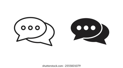 Speech bubble outlined and solid icon vector collection.