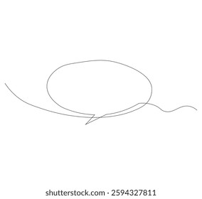 Speech bubble oval shape continuous single line drawing, white background,Simple blank comic text box single line art drawing, Vector illustration,