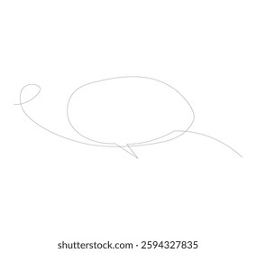 Speech bubble oval shape continuous single line drawing, white background,Simple blank comic text box single line art drawing, Vector illustration,