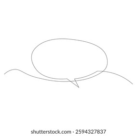 Speech bubble oval shape continuous single line drawing, white background,Simple blank comic text box single line art drawing, Vector illustration,