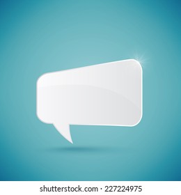Speech bubble over blue background, vector illustration