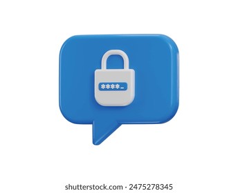 Speech Bubble con protección de candado en el chat privado icono de representación en 3D Ilustración vectorial