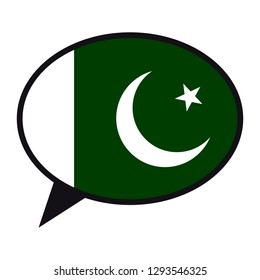 Die Sprechblase Pakistan Flagge auf weißem Hintergrund. Symbol für soziale Kommunikation. Konversationssymbol, Vektorelement.