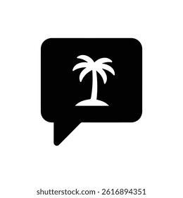Speech Bubble with a Palm Tree Symbolizing Vacation or Relaxation