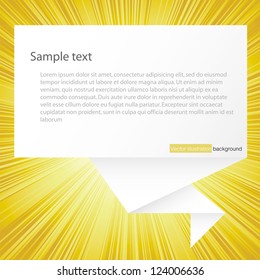speech bubble from paper on burst background : yellow