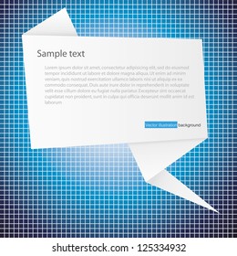 speech bubble from paper on mosaic background : deep blue color background