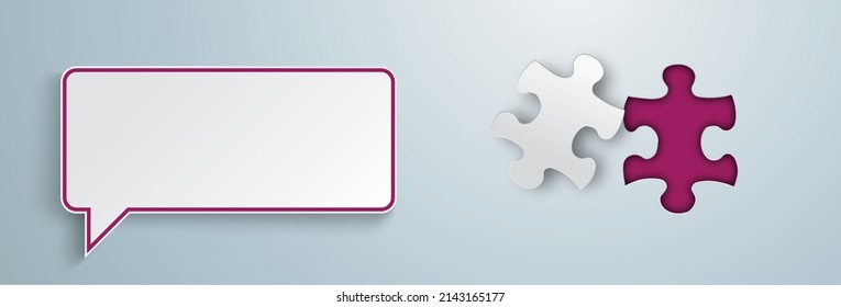 Speech Bubble Paper Puzzle Hole Gray Header