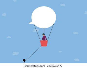 A speech bubble parachute attached with string, illustrating prohibition of freedom of speech