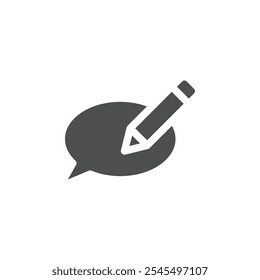 Speech bubble and pen icon Vector logo outline