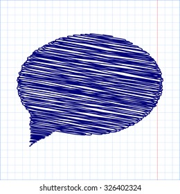 Speech bubble with pen and school paper effect 
