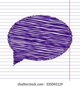 Speech bubble with pen and school paper effect 