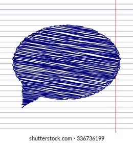 Speech bubble with pen and school paper effect 
