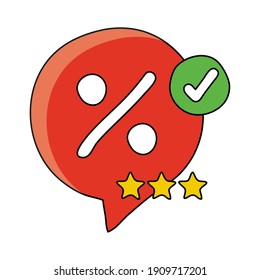speech bubble with percent symbol ecommerce icons vector illustration design