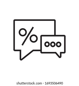burbuja de voz con el porcentaje de símbolo de línea icono ilustración vectorial
