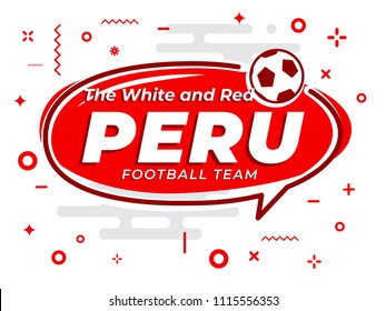 Speech Bubble PERU with icon football, soccer ball. Vector Illustration.
