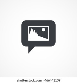 Speech bubble picture icon in flat style isolated on gray background for your web site design, logo, app, UI. Vector illustration EPS10, JPEG