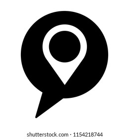 speech bubble with pin location isolated icon