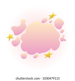 Speech bubble, pink cloud with stars. Vector illustration isolated on white background.