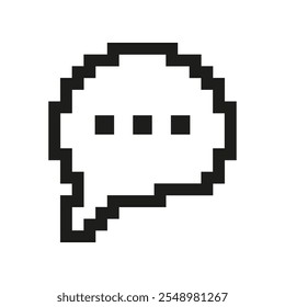 Speech Bubble Pixel Art Icon. Retro Pixelated Speech Bubble With Three Dots, Symbol Of Communication, Conversation, Dialogue. Isolated Vector Illustration.