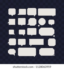 Speech bubble pixel art icons set. Isolated vector illustration. Design for stickers, logo, app. 