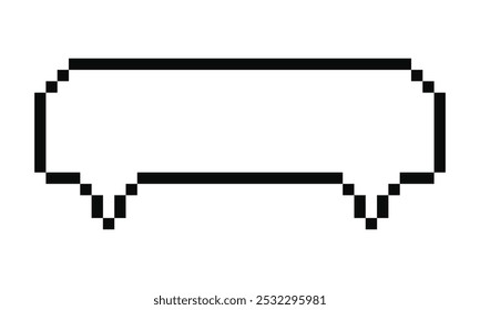 Speech Bubble pixel art style. Chatting, dialog and discuss in 8-bit game element. Rectangular frame of squares for thoughts of two characters. Retro text border. Vintage empty shape.