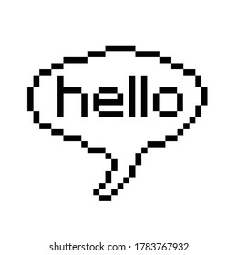 Blase Gruß mit Hallo, flach gepixelte Illustration.