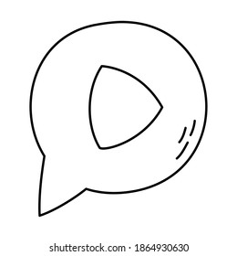 burbuja de voz con botón de reproducción línea de medios sociales estilo icono ilustración vectorial