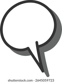 Uma bolha de fala com uma cauda e sombra pontiagudas em um estilo de vetor limpo. A bolha apresenta contornos em negrito e um efeito de sombra projetada. Ilustração de vetor de desenhos animados.