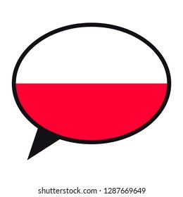 Speech bubble Poland flag on white background. Social communication symbol. Conversation icon, vector element.