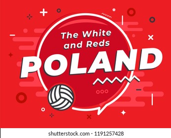 Speech Bubble POLAND with icon volleyball. Vector Illustration.
