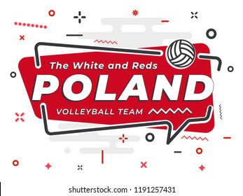 Speech Bubble POLAND with icon volleyball. Vector Illustration.