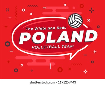 Speech Bubble POLAND with icon volleyball. Vector Illustration.