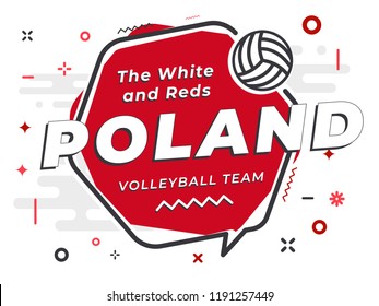 Speech Bubble POLAND with icon volleyball. Vector Illustration.
