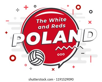 Speech Bubble POLAND with icon volleyball. Vector Illustration.