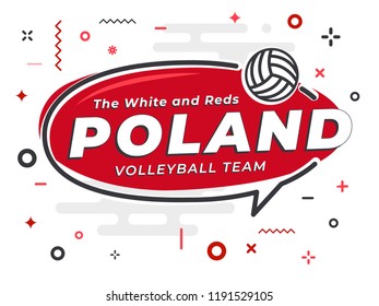 Speech Bubble POLAND with icon volleyball. Vector Illustration.