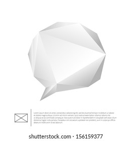 Speech bubble. Polygonal geometric symbol. Origami style.