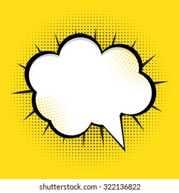 Speech Bubble Pop Art On Dot Background Vector Illustration