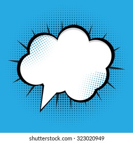 Speech Bubble Pop Art On Dot Background Vector Illustration