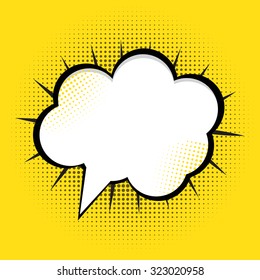 Speech Bubble Pop Art On Dot Background Vector Illustration