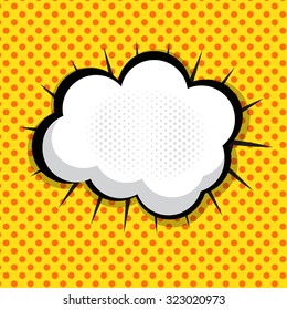 Speech Bubble Pop Art On Dot Background Vector Illustration