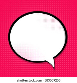 Speech Bubble Pop Art On Dot Background Vector Illustration