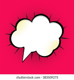 Speech Bubble Pop Art On Dot Background Vector Illustration