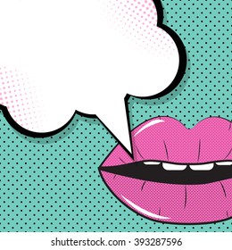 Speech Bubble Pop Art On Dot Background Vector Illustration