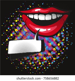 Speech Bubble Pop Art On Dot Background Vector Illustration