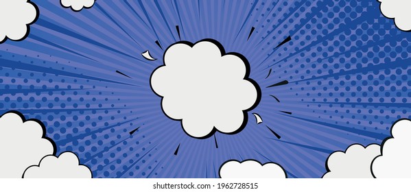 Burbuja del habla al estilo Pop-Art. Comics retrospectiva con esquinas de medio tono. Ilustración del vector