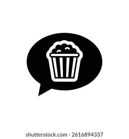 Speech Bubble with Popcorn Bucket Symbolizing Entertainment or Movies