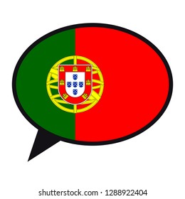 Speech bubble Portugal flag on white background. Social communication symbol. Conversation icon, vector element.