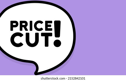 Speech bubble with price cut text. Boom retro comic style. Pop art style. Vector line icon for Business and Advertising