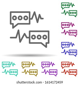 Speech bubble, pulse in multi color style icon. Simple thin line, outline vector of bioengineering icons for ui and ux, website or mobile application